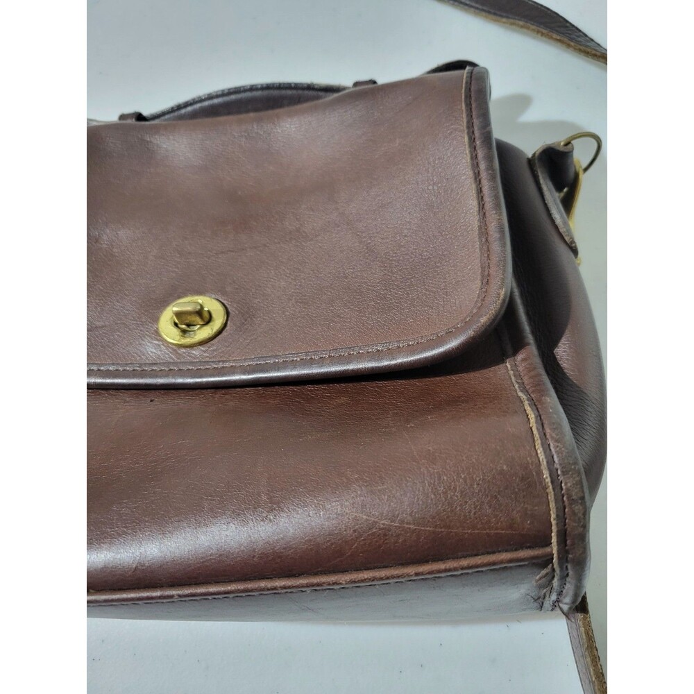 Vintage COACH 9870 Court Shoulder Bag Purse Chocolate Brown Leather Turn Lock - Picture 5 of 16